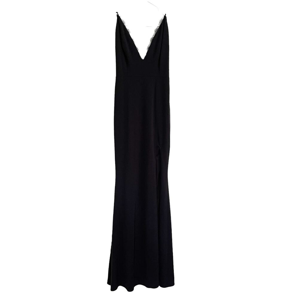 Katie May Saylor Feathered V-Neck Gown Black - Picture 5 of 8